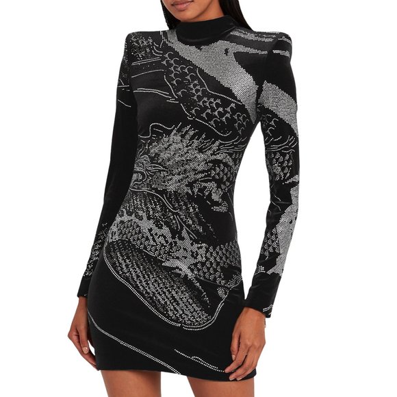 Balmain Dresses & Skirts - BALMAIN VELVET SWAROVSKI CRYSTALS EMBROIDERED DRESS SIZE 42 FR M/L US $3500
